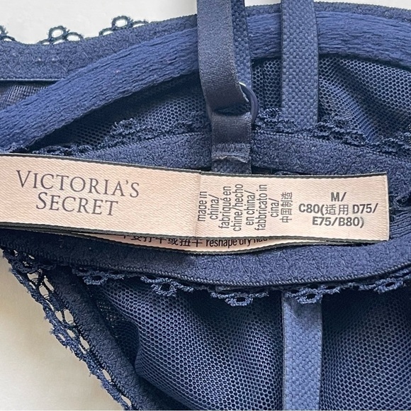 Victoria’s Secret Blue Lace Unlined Underwire Bra Size M Sexy - Picture 11 of 11